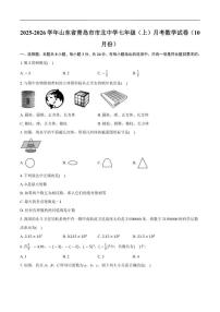 2025-2026学年山东省青岛市市北中学七年级上学期10月月考数学试卷(有答案)