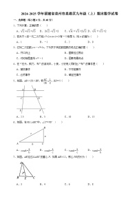 福建省泉州市泉港区九年级上学期1月期末数学试题-A4
