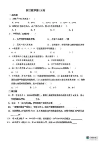 山西省太原市阳曲县龙城双语实验学校2024-2025学年上学期第13周周考九年级数学试卷（月考）