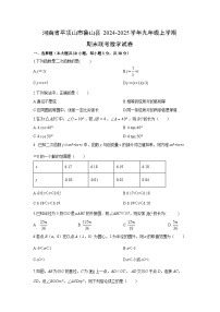 2024-2025学年河南省平顶山市鲁山县九年级上学期期末联考数学试卷（学生版）