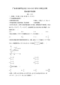2024-2025学年广东省河源市龙川县八年级上学期期末考数学试卷（学生版）