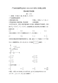 2024-2025学年广东省河源市龙川县八年级上学期期末考数学试卷（学生版）