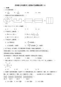 苏科版七年级数学上册期末考试模拟试卷（3）