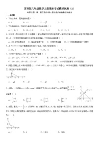 苏科版八年级数学上册期末考试模拟试卷（2）