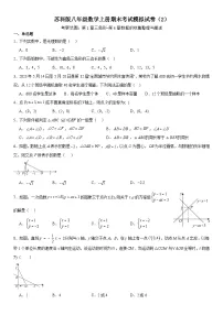 苏科版八年级数学上册期末考试模拟试卷（2）