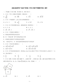 2023-2024学年广东省广州市铁一中学八年级下学期数学期中考试题（含答案）