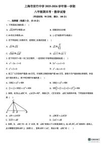 上海浦东新区民办欣竹中学2025－2026学年八年级上学期期末考试数学试卷