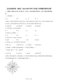 2024-2025学年北京实验学校（海淀）七年级上学期数学期末试卷（含答案）