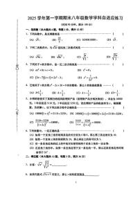 上海市普陀区2025-2026学年八年级上学期期末自适应练习数学试卷