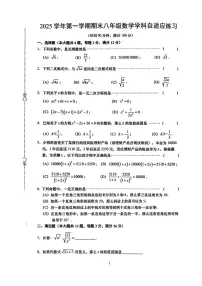 上海市普陀区2025-2026学年八年级上学期期末自适应练习数学试卷