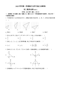 2026年上海市徐汇区初三上学期一模数学试卷和答案解析