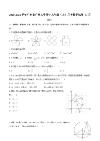 2025-2026学年广东省广州大学附中九年级（上）月考数学试卷（1月份）-自定义类型