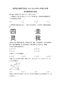 2025-2026学年陕西省安康市汉阴县八年级上学期期末检测数学试卷（学生版）