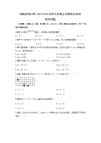2025-2026学年海南省海口市九年级上学期期末考试数学试卷（学生版）