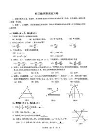 2025-2026学年上海市浦东新区上学期初三一模数学试卷（含答案）