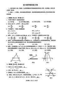 2026年上海市浦东新区初三上学期一模数学试卷和答案