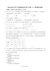 2024-2025学年深圳市坪山区八年级上册期末数学试卷及答案