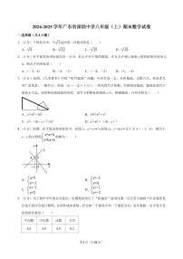 2024-2025学年深圳中学八年级上册期末数学试卷及答案