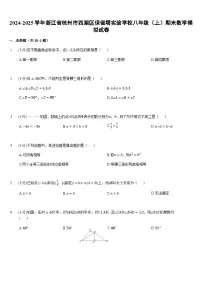 2024-2025学年浙江省杭州市西湖区保俶塔实验学校八年级（上）期末数学模拟试卷（含答案）
