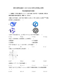 2025-2026学年贵州省黔东南州九年级上学期期末检测数学试卷（学生版）