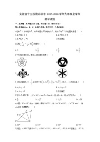 2025-2026学年安徽省十五校期末联考上学期九年级数学试卷（学生版）