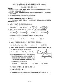 2026年上海市奉贤区初三上学期一模数学试卷和答案