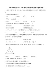 上海市黄浦区2025-2026学年八年级上学期期末数学试卷-自定义类型
