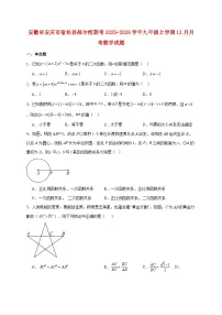 安徽省安庆市宿松县部分校联考2025~2026学年九年级上册12月月考数学试题【附解析】