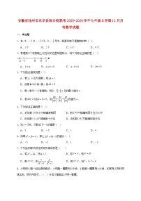 安徽省池州市东至县部分校联考2025~2026学年七年级上册12月月考数学试题【附解析】