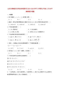 山东省聊城市东阿县多校联考2025~2026学年上册七年级12月水平调研数学试题【附解析】