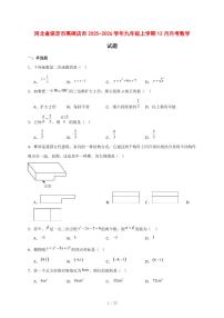 2025-2026学年河北省保定市高碑店市九年级上学期12月月考数学试卷 [附答案]