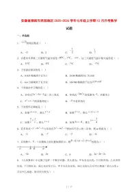 2025-2026学年安徽省淮南市西部地区七年级上学期12月月考数学试卷 [附答案]