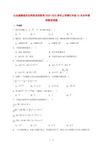 2025-2026学年山东省聊城市东阿县多校联考上学期七年级12月水平调研数学试卷 [附答案]