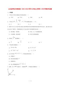 2025-2026学年山东省枣庄市峄城区七年级上学期12月月考数学试卷 [附答案]