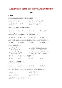 2025-2026学年山东省威海乳山市（五四制）八年级上册期中数学试卷 [附答案]