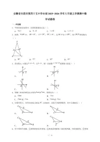 安徽省合肥市第四十五中学本部2025-2026学年八年级上册期中数学试卷卷（含答案）