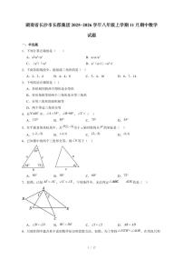 湖南省长沙市长郡集团2025-2026学年八年级上册11月期中数学试卷（含答案）