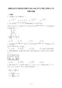 安徽省安庆市太湖县部分校联考2025-2026学年九年级上册12月月考数学试卷（含答案）
