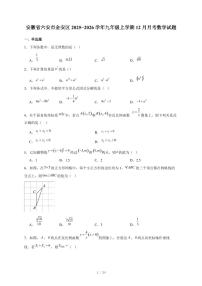安徽省六安市金安区2025-2026学年九年级上册12月月考数学试卷（含答案）