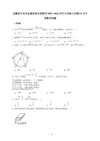 安徽省六安市金寨县部分校联考2025-2026学年九年级上册12月月考数学试卷（含答案）