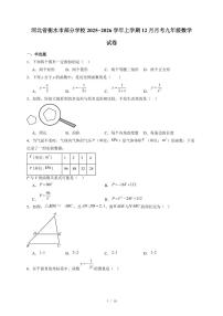河北省衡水市部分学校2025-2026学年上册12月月考九年级数学试卷（含答案）