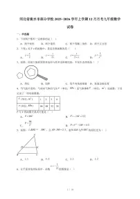 河北省衡水市部分学校2025-2026学年上册12月月考九年级数学试卷（含答案）