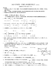 2026年上海市奉贤区初三上学期一模数学试卷和参考答案