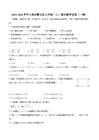 2025-2026学年上海市静安区九年级（上）期末数学试卷（一模）-自定义类型