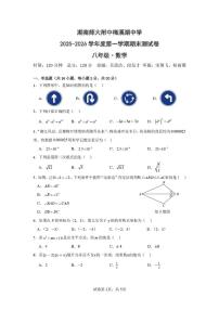 湖南省长沙市师大附中梅溪湖中学2025-2026学年八年级上期期末数学试卷