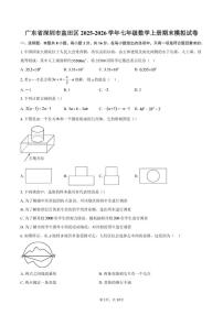 2025-2026学年广东省深圳市盐田区七年级数学上册期末模拟试卷（含答案）