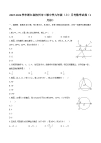 2025-2026学年浙江省杭州市三墩中学九年级(上)月考数学试卷(1月份)-自定义类型