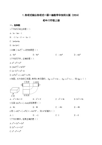 初中华东师大版（2024）1. 单项式除以单项式同步练习题