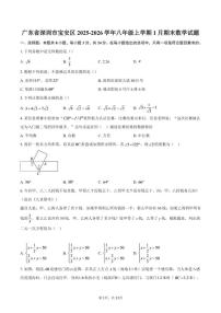 2025-2026学年广东省深圳市宝安区八年级上学期1月期末数学试题（含答案）