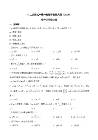 初中数学北师大版（2024）八年级上册（2024）3 二次根式同步训练题